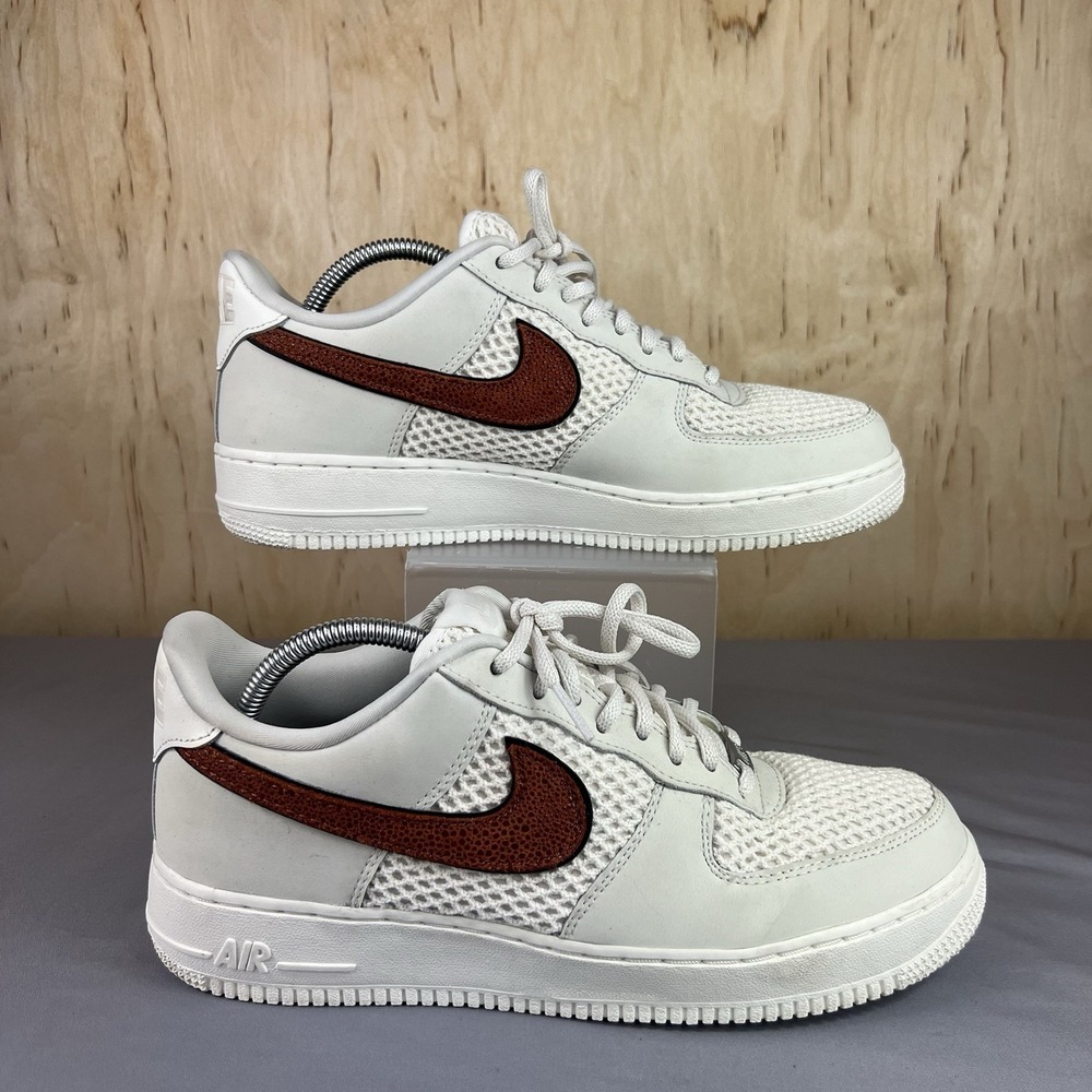Nike Air Force 1 Mens Size 11 Low Mesh White Brown Sneakers Casual DZ5228-100